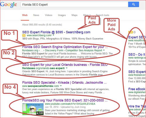 Florida SEO Expert services - 1st page results